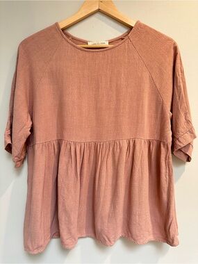 Lake Flower Peplum Blouse Small Pink Flowy Boho Button Detail Top